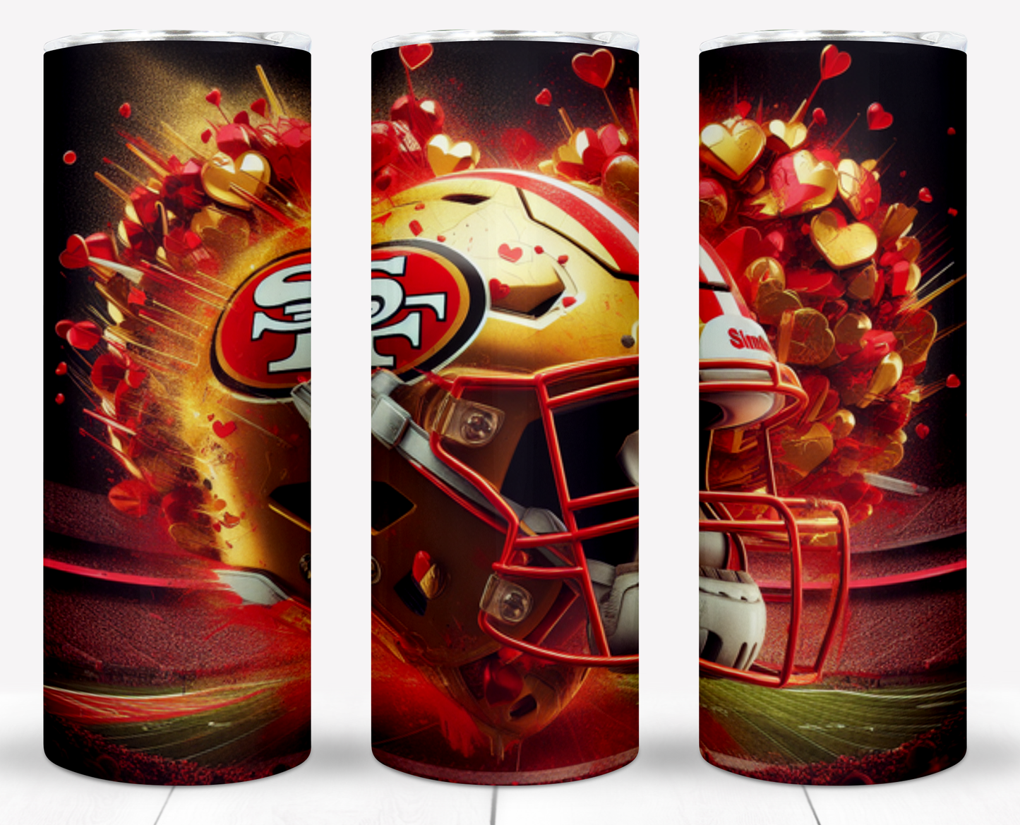 Valentine Football Helmets 20oz Sublimation Tumbler Image