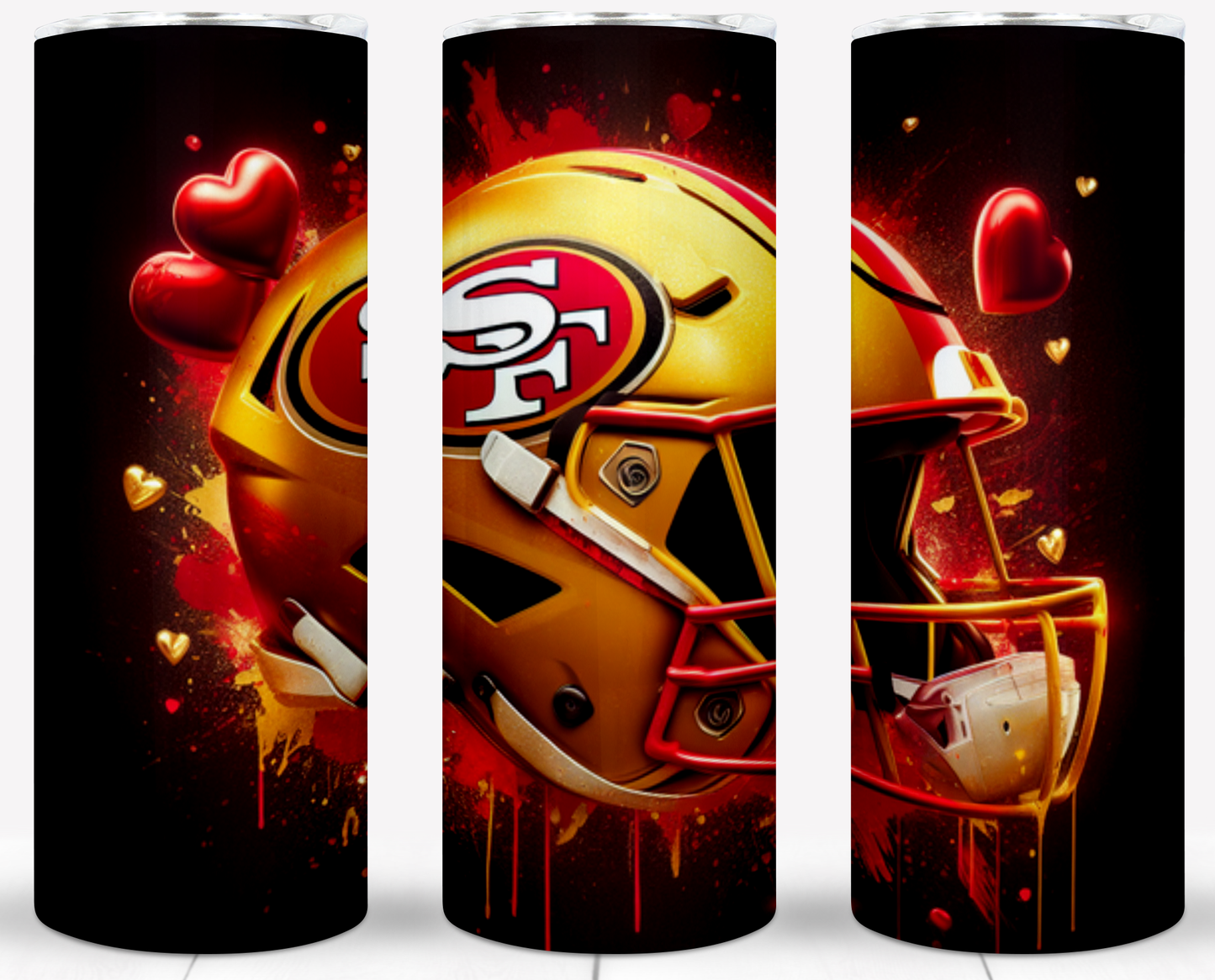 Valentine Football Helmets 20oz Sublimation Tumbler Image