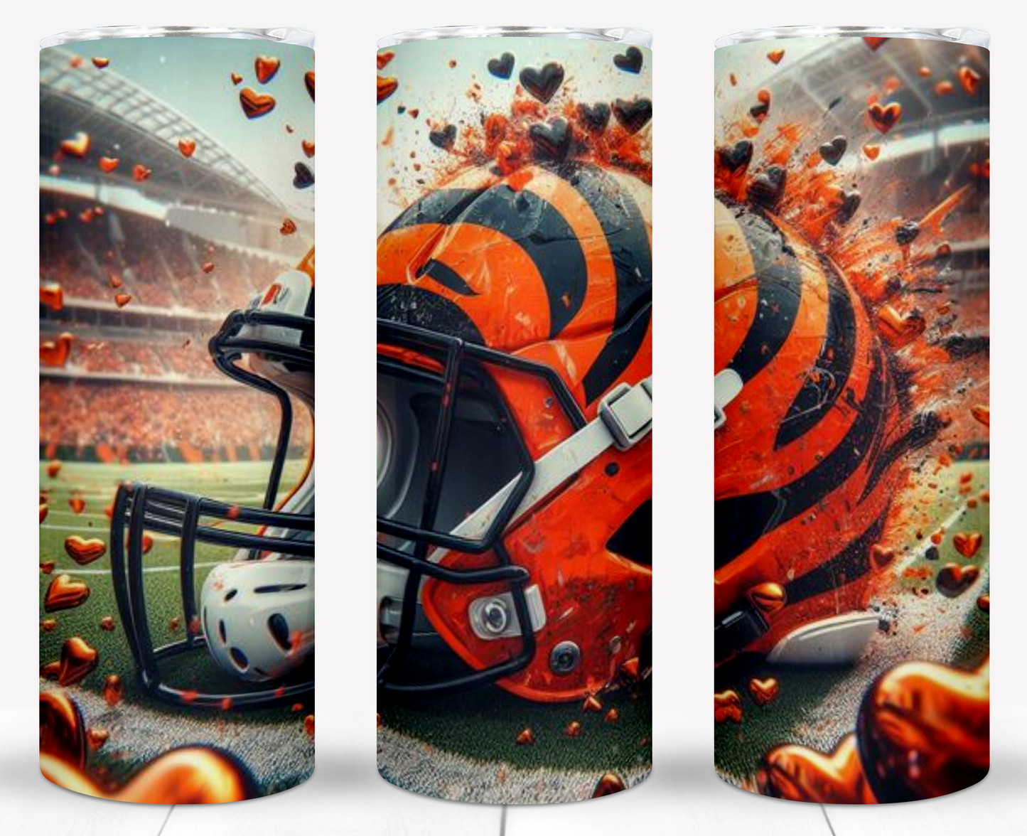 Valentine Football Helmets 20oz Sublimation Tumbler Image