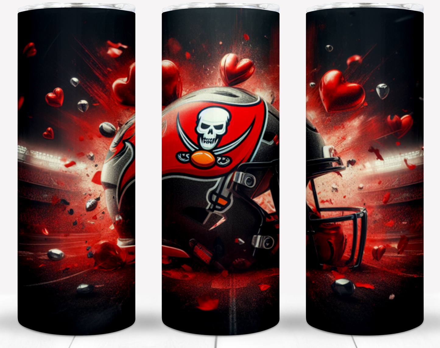 Valentine Football Helmets 20oz Sublimation Tumbler Image