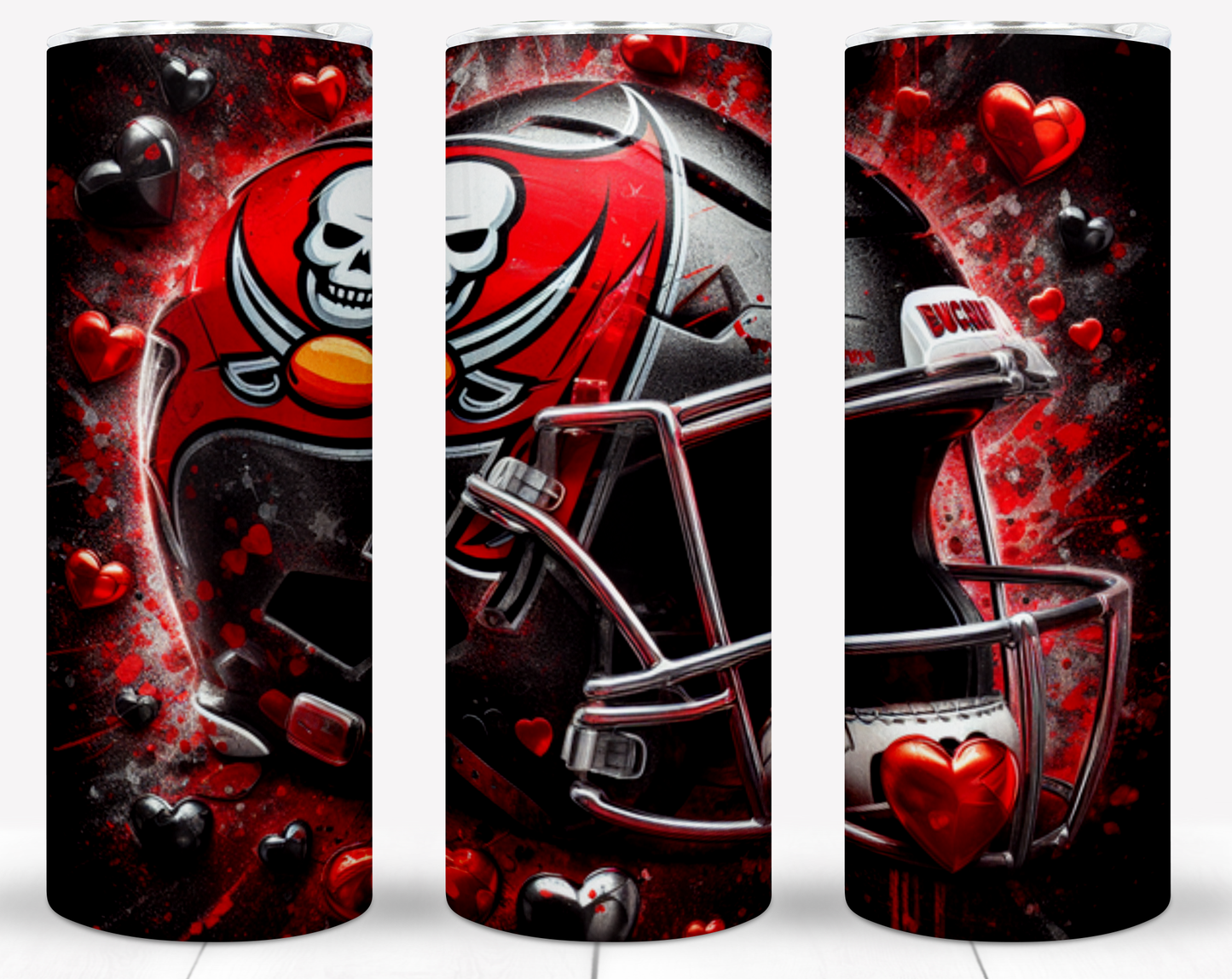 Valentine Football Helmets 20oz Sublimation Tumbler Image