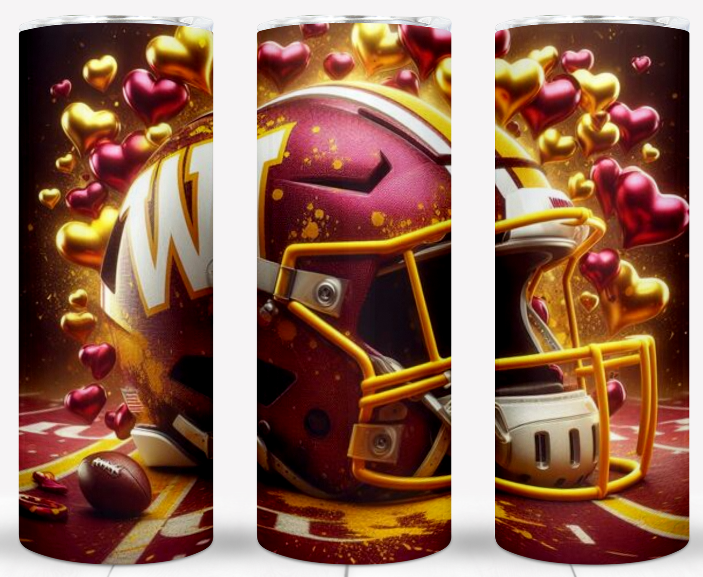 Valentine Football Helmets 20oz Sublimation Tumbler Image