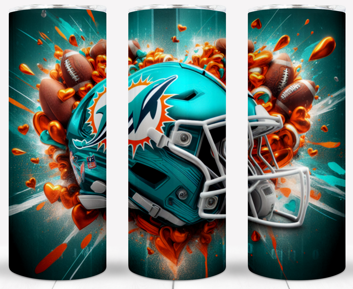 Valentine Football Helmets 20oz Sublimation Tumbler Image