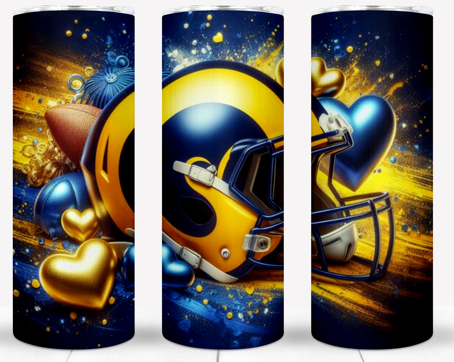 Valentine Football Helmets 20oz Sublimation Tumbler Image