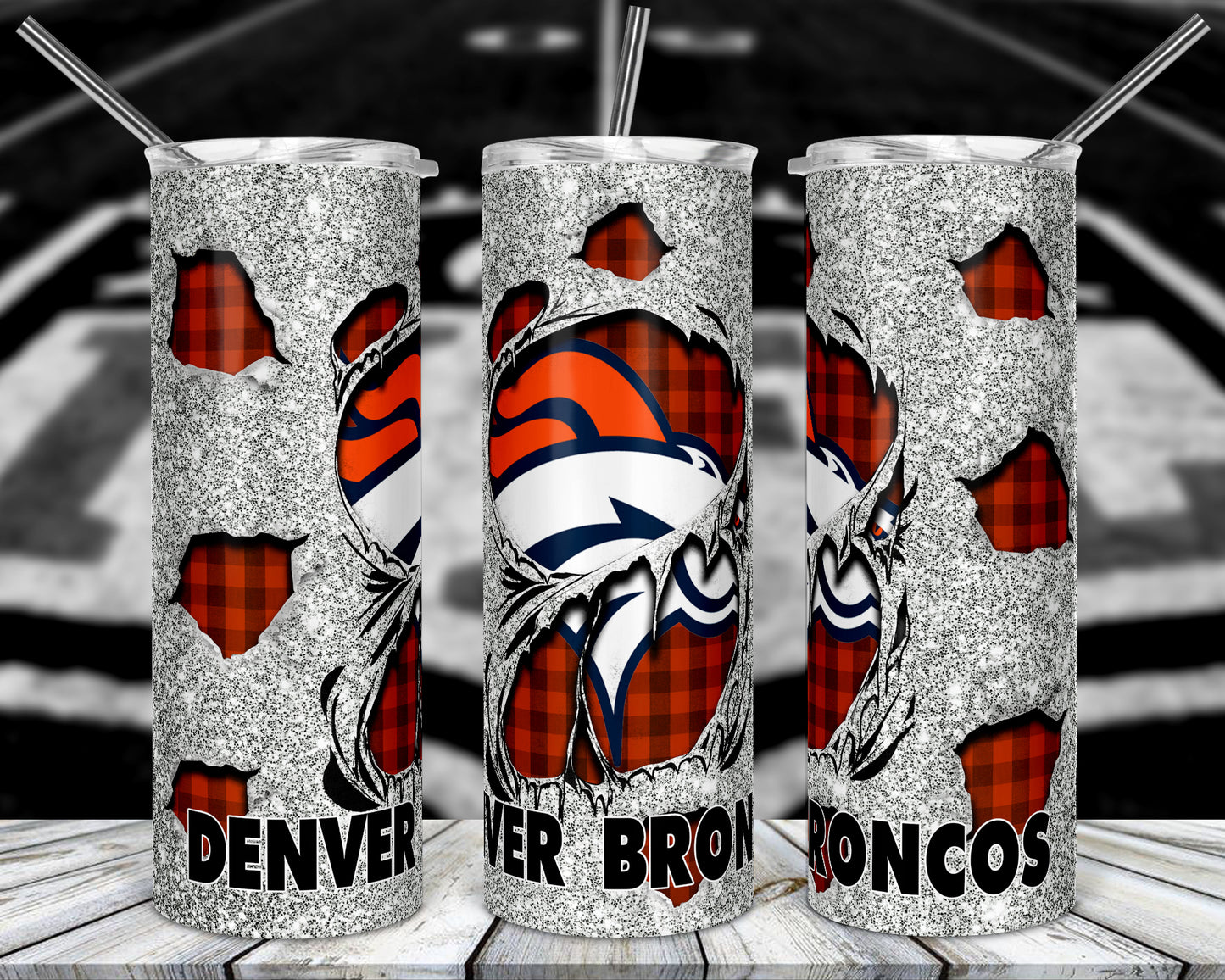 Glitter Football 20oz Sublimation Tumbler Image