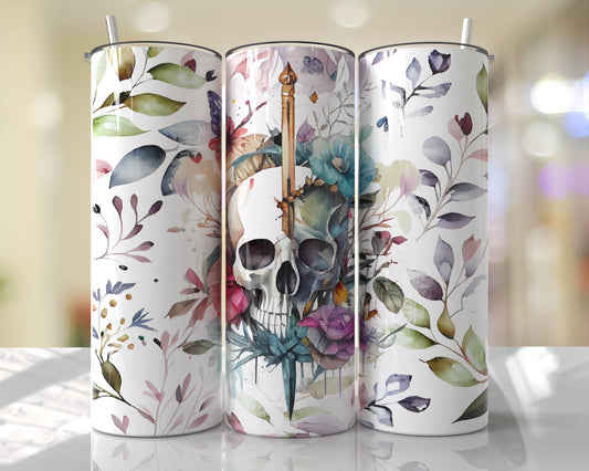 Skull & Floral 20oz Sublimation Tumbler Image