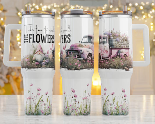 Flowers Sublimation 40oz Tumbler Image