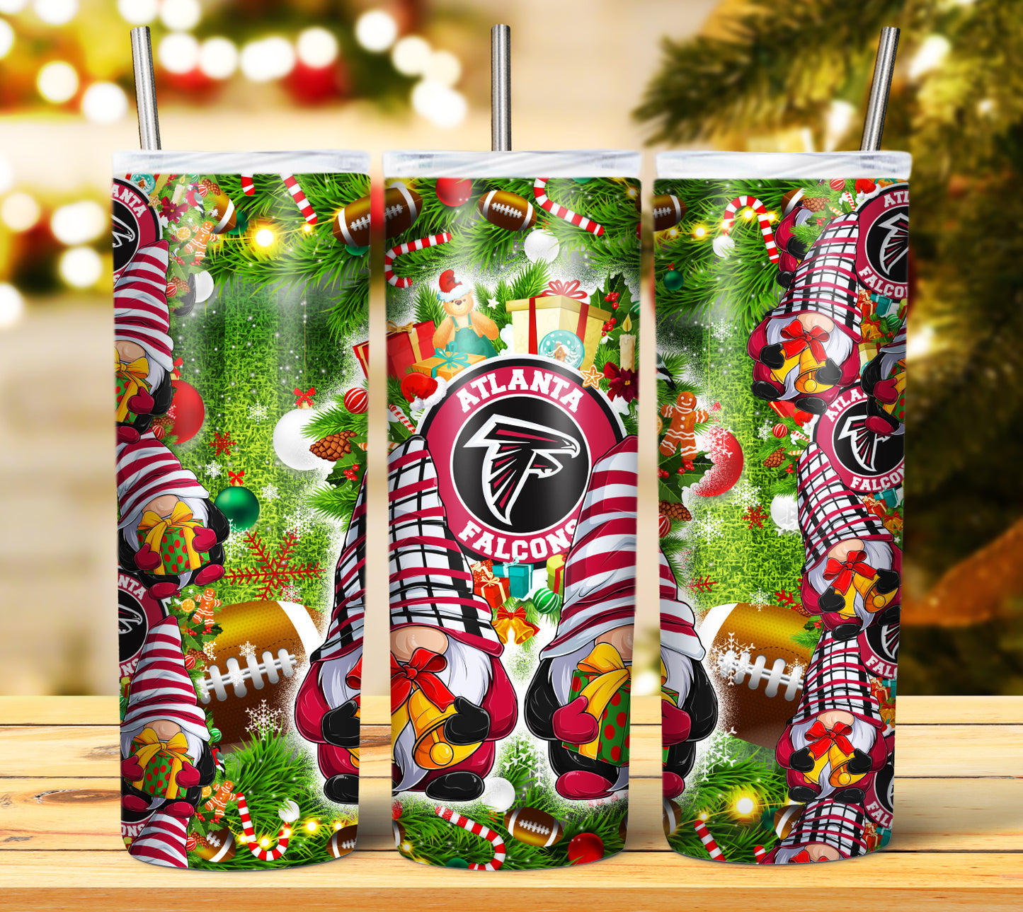 Christmas Football Gnomes 20oz Sublimation Tumbler Image