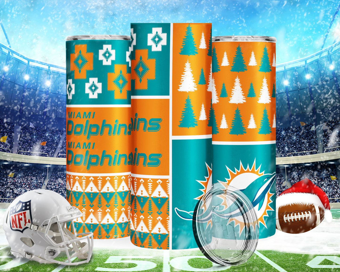 Christmas Football 20oz Sublimation Tumbler Image