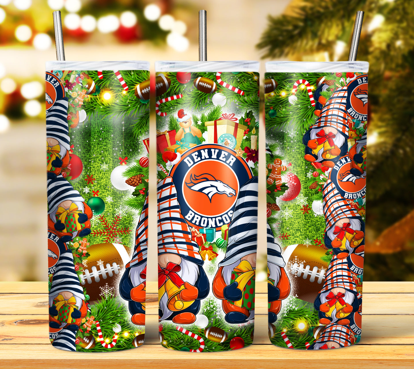 Christmas Football Gnomes 20oz Sublimation Tumbler Image