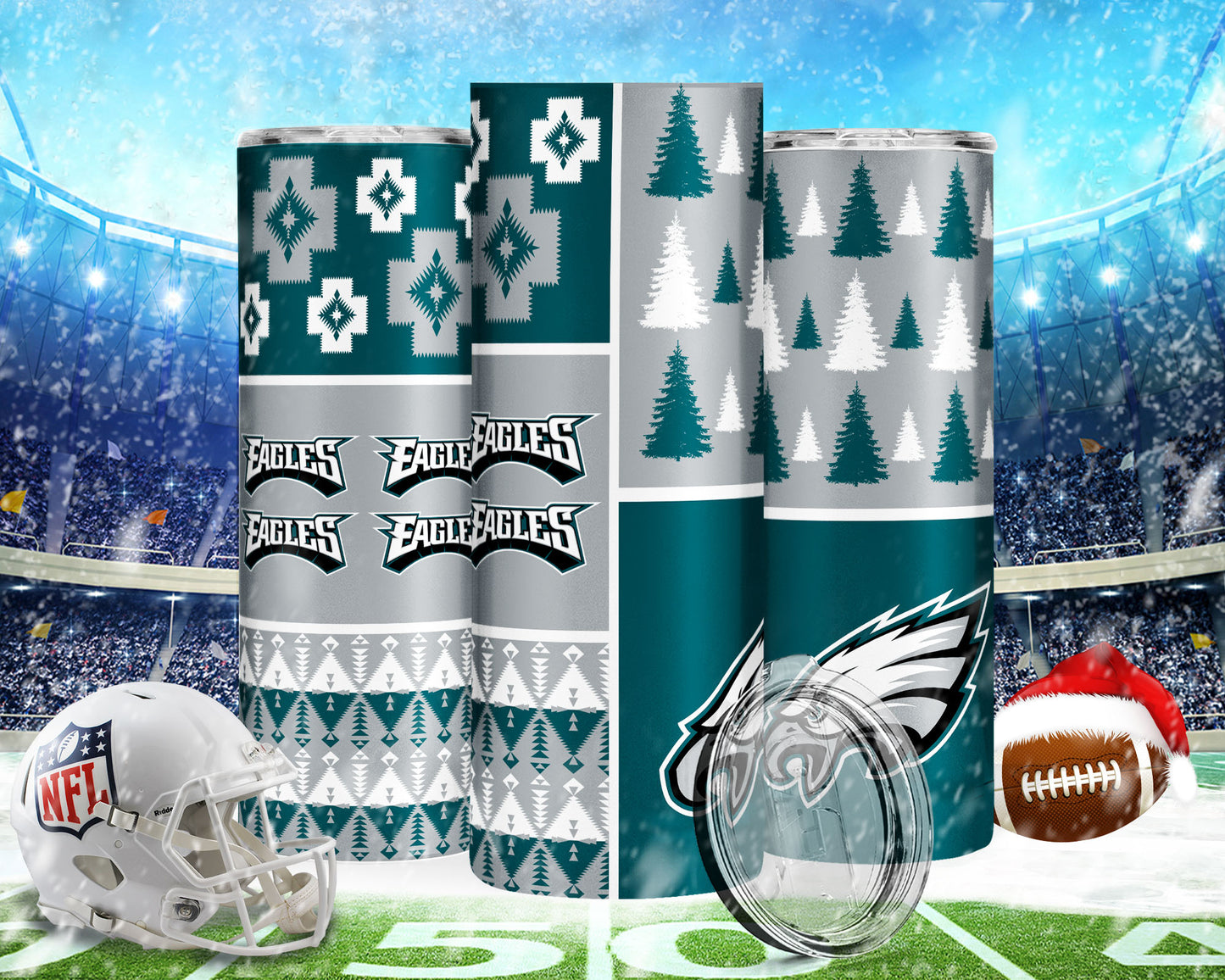 Christmas Football 20oz Sublimation Tumbler Image