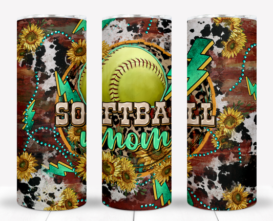 Country Softball Mom 20oz Sublimation Tumbler Image