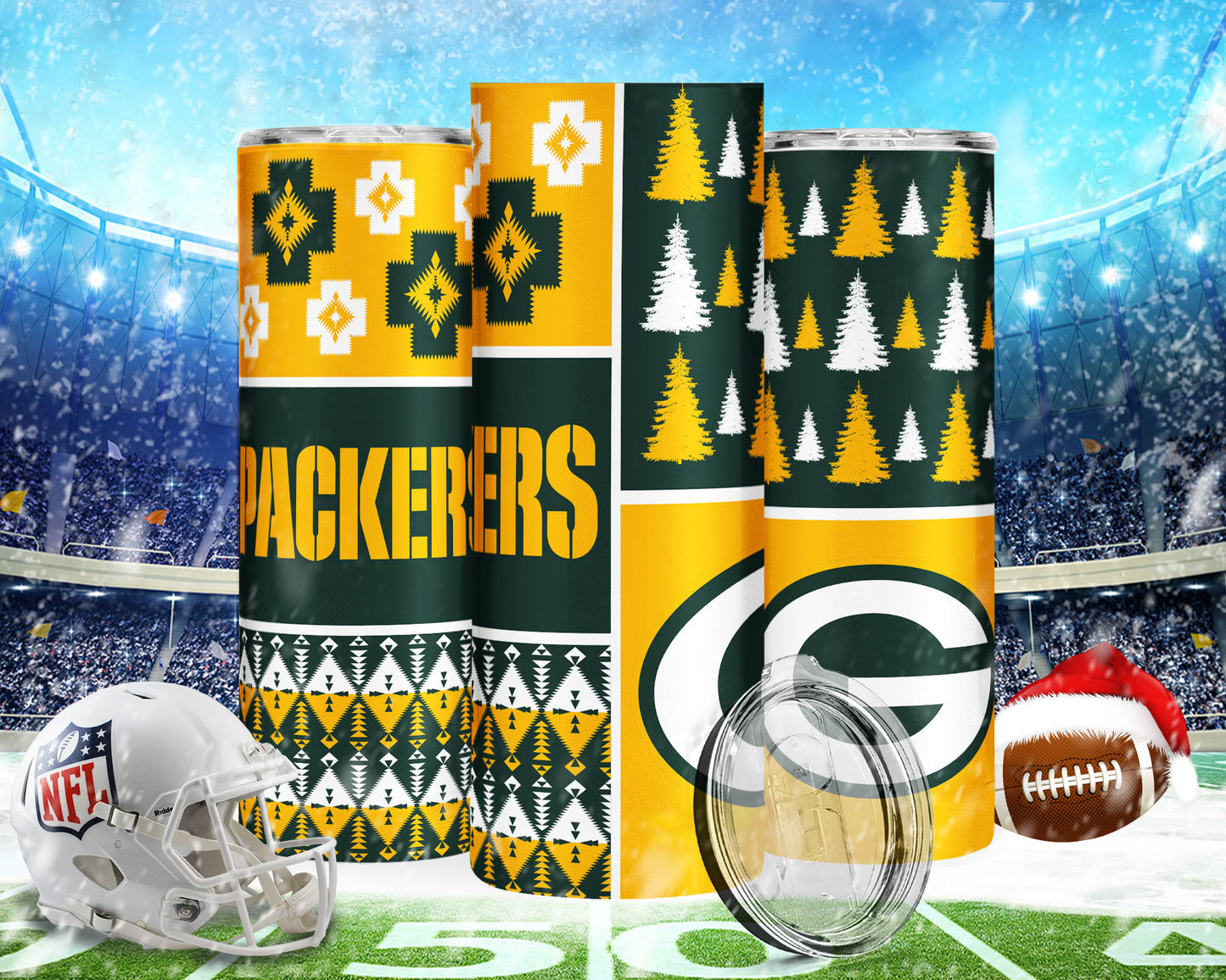 Christmas Football 20oz Sublimation Tumbler Image