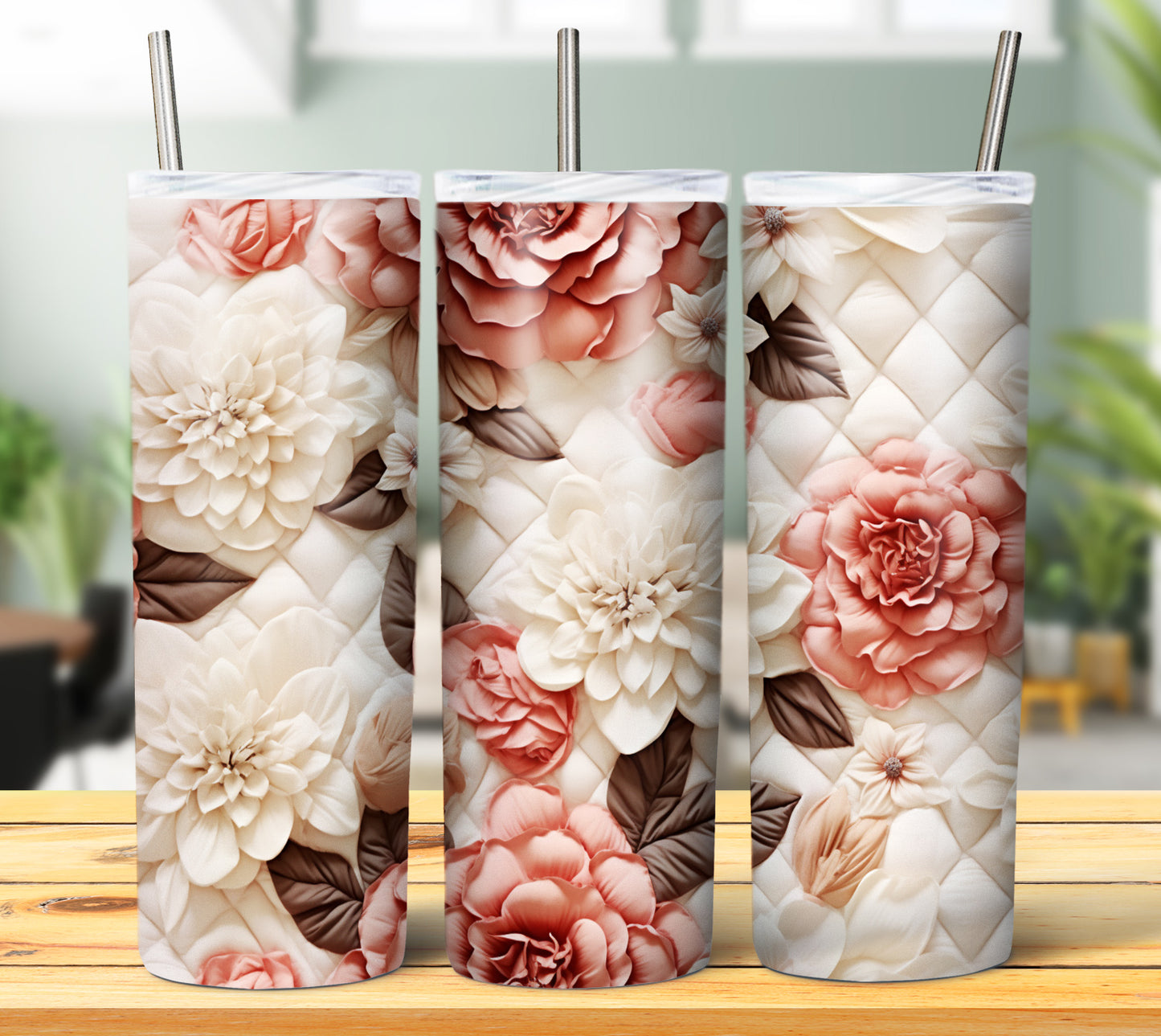 40 Quilted Flowers Sublimation 20oz Images Bundle