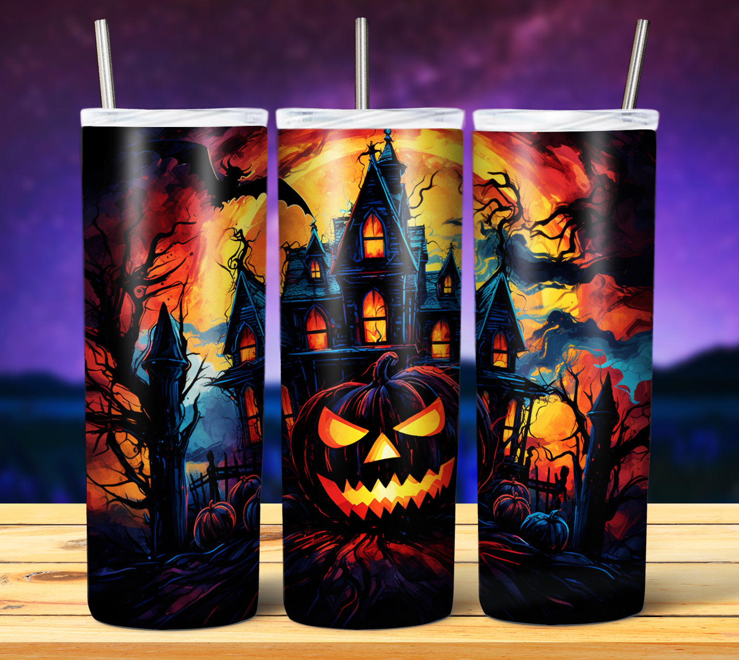 50 Watercolor Halloween Sublimation 20oz Images Bundle