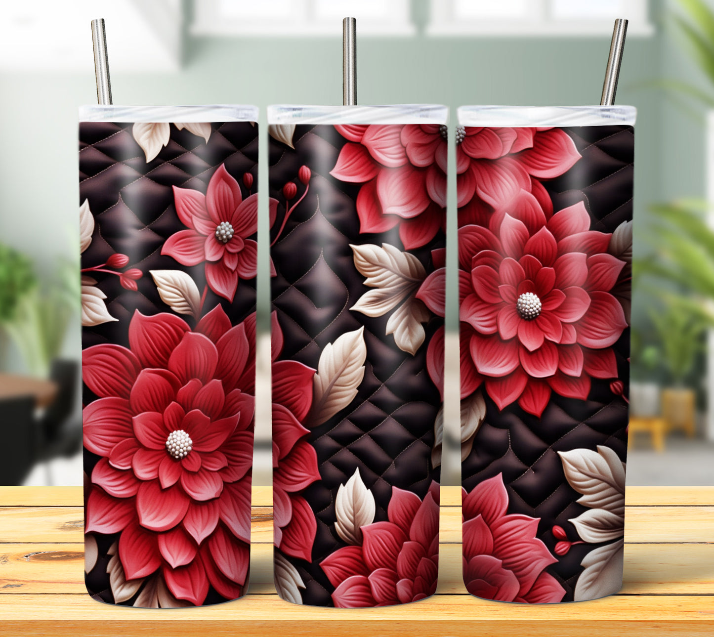 40 Quilted Flowers Sublimation 20oz Images Bundle