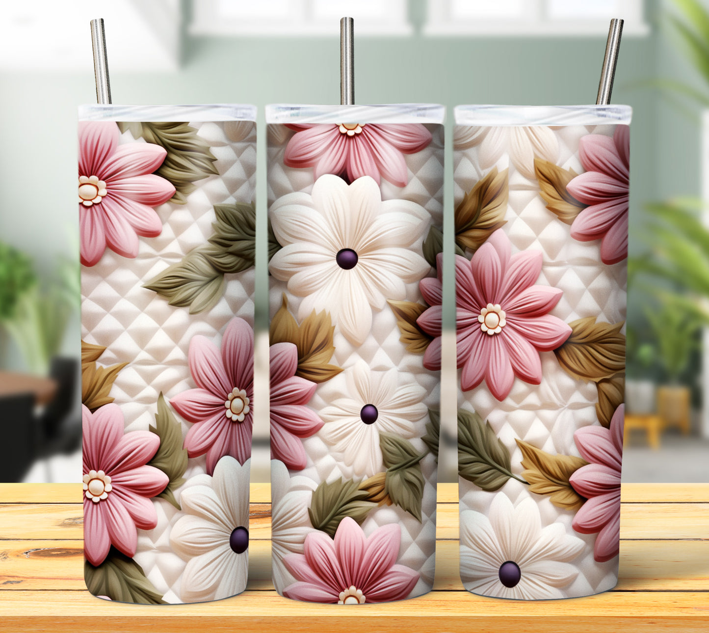 40 Quilted Flowers Sublimation 20oz Images Bundle