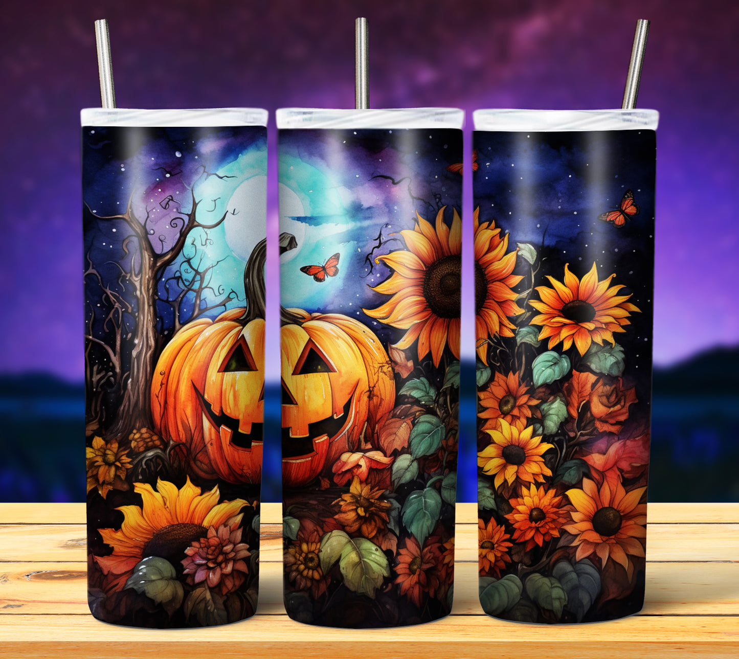 50 Watercolor Halloween Sublimation 20oz Images Bundle