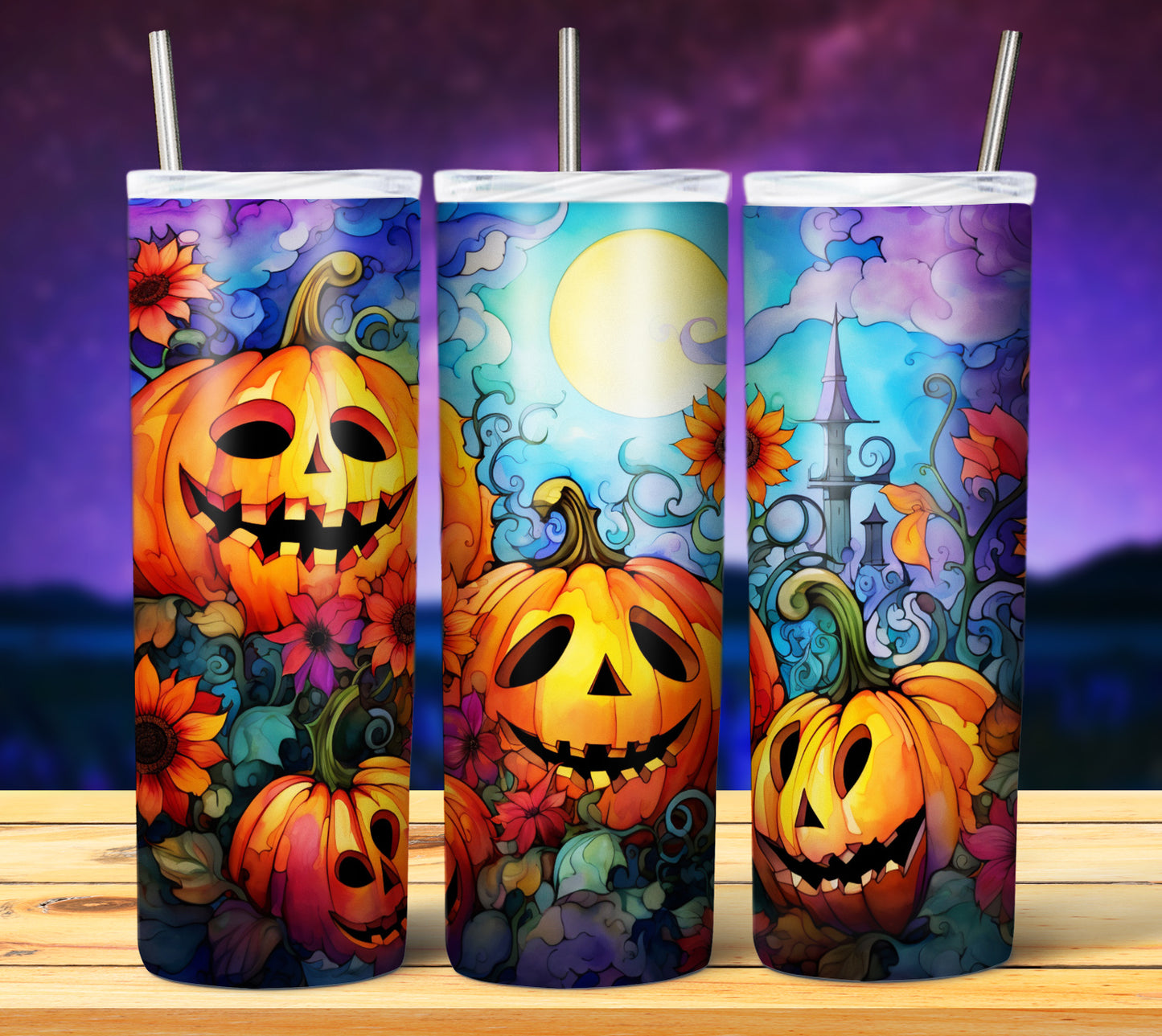 50 Watercolor Halloween Sublimation 20oz Images Bundle