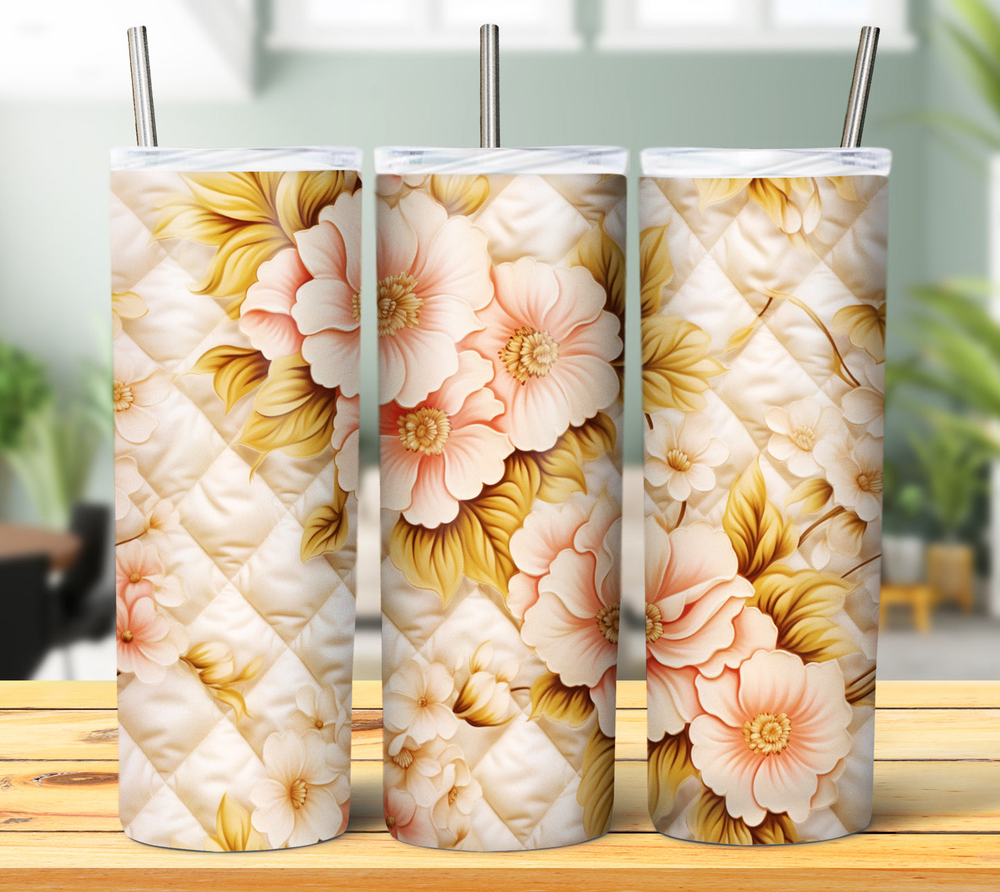 40 Quilted Flowers Sublimation 20oz Images Bundle