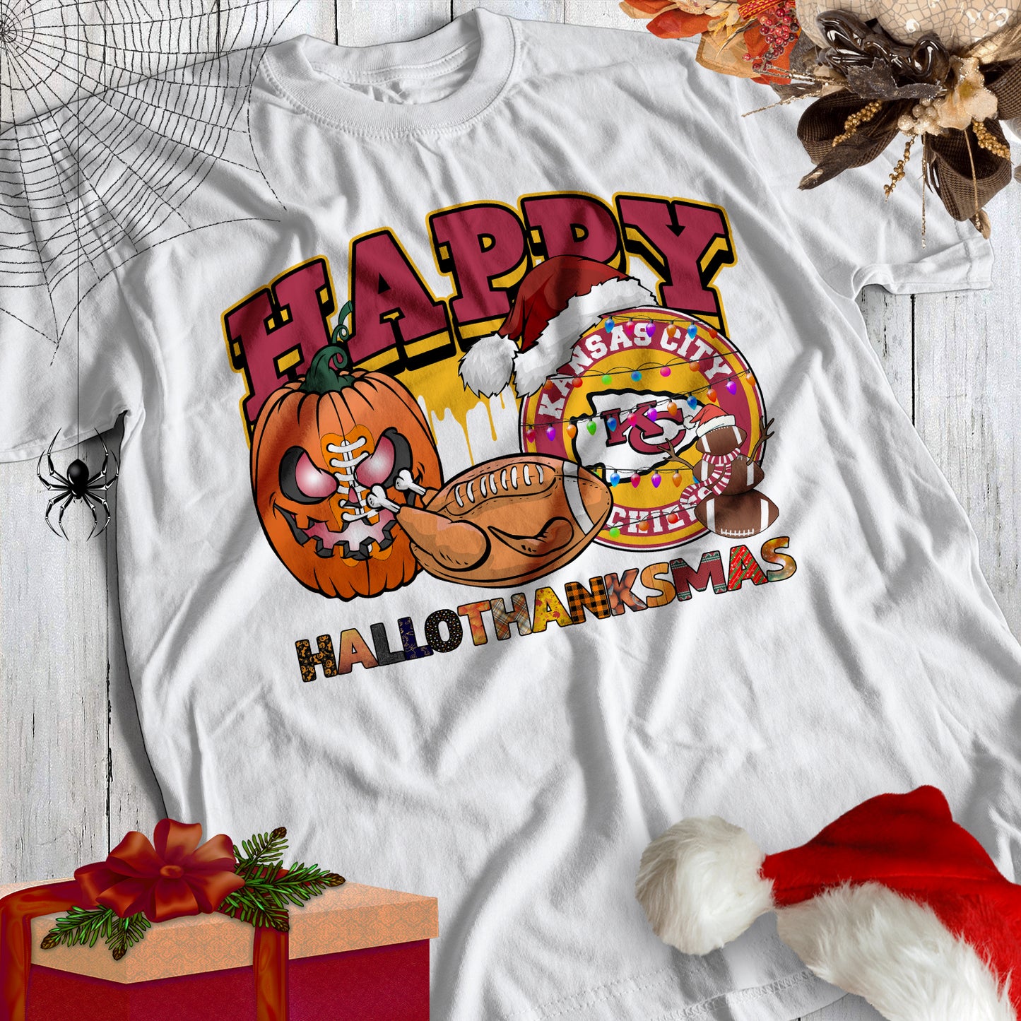 HalloThankMas Football Sublimation/DTF T-Shirt Images