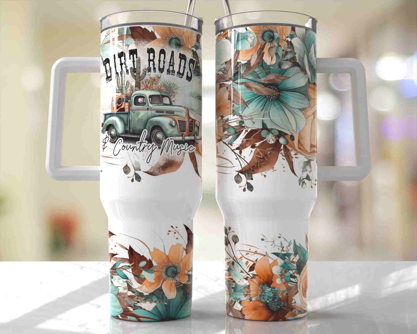 Floral 40oz Sublimation Tumbler Image