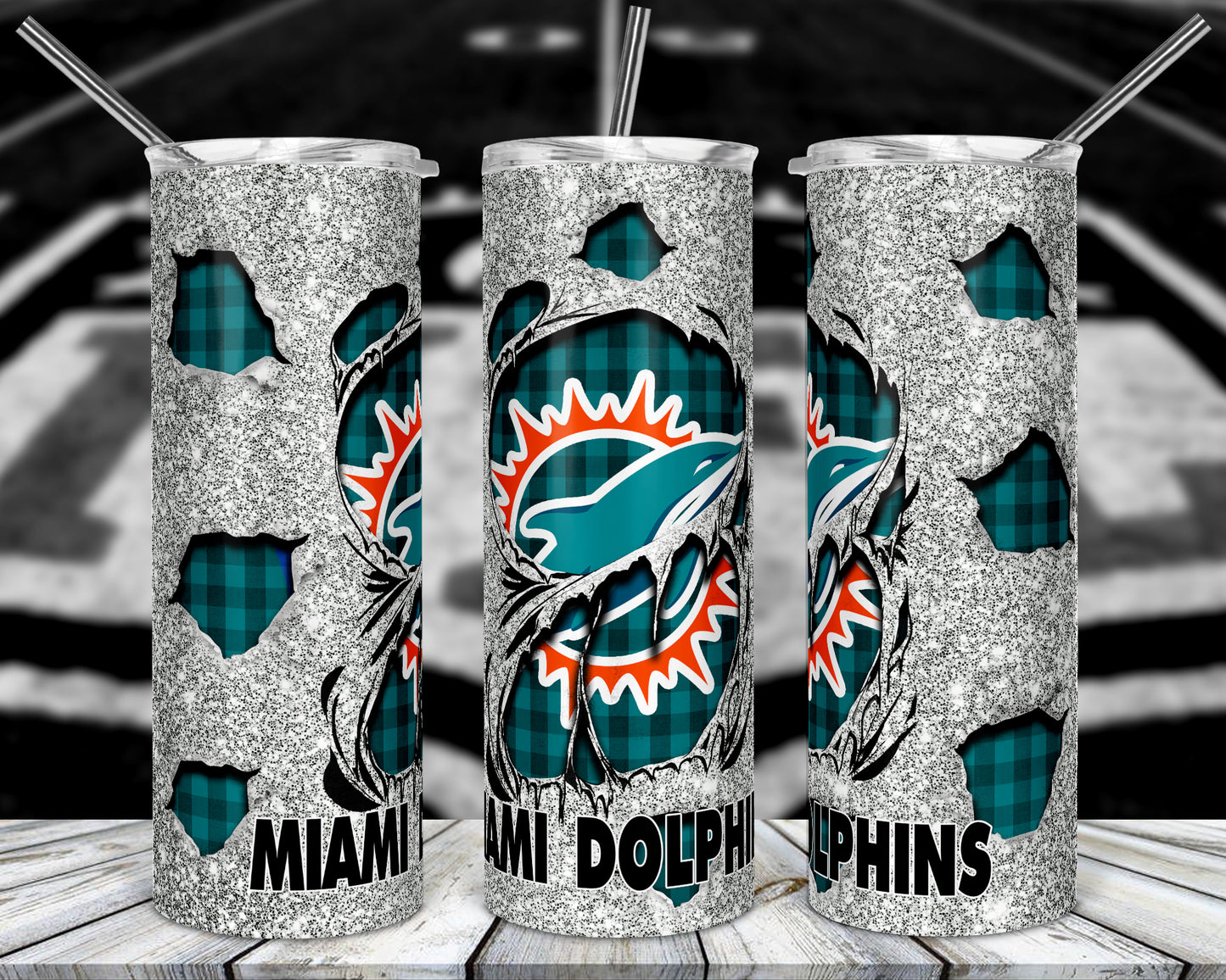 Glitter Football 20oz Sublimation Tumbler Image