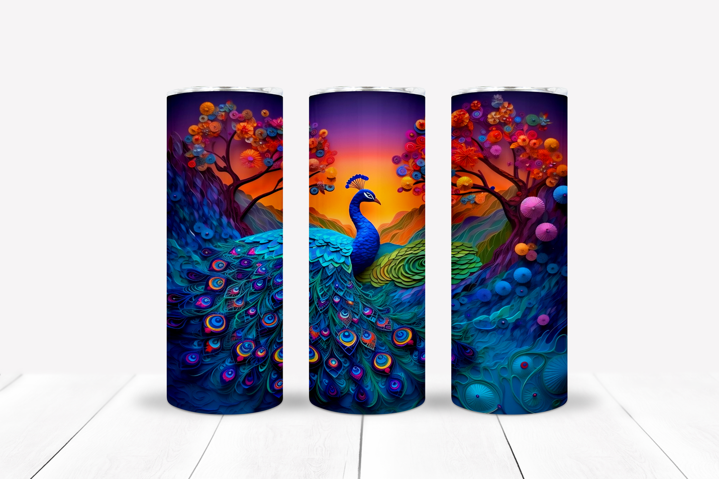 Peacock 20oz Sublimation Tumbler Image Bundle