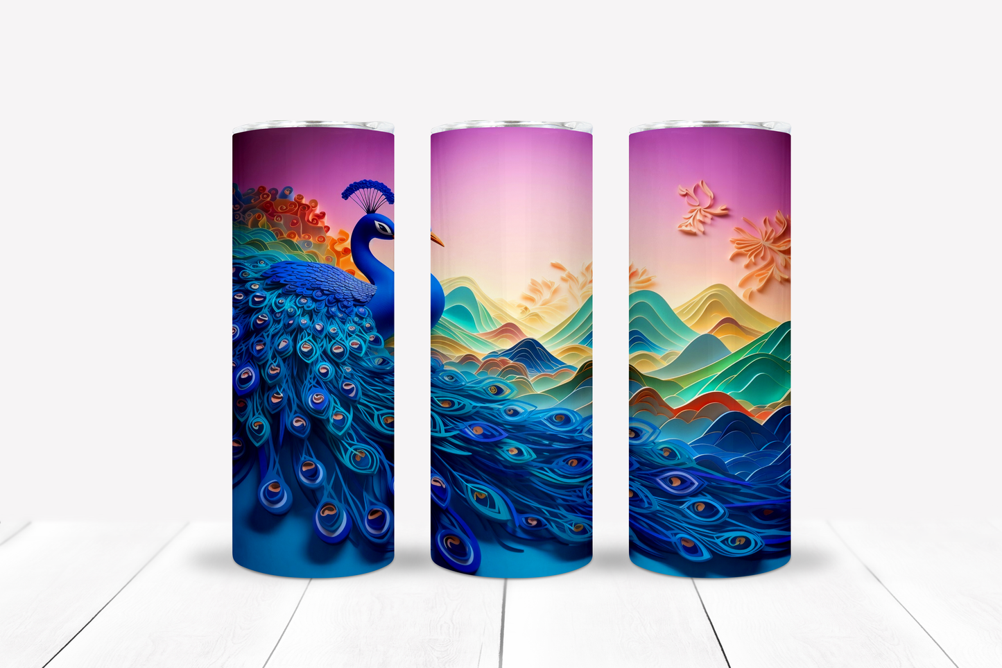 Peacock 20oz Sublimation Tumbler Image Bundle