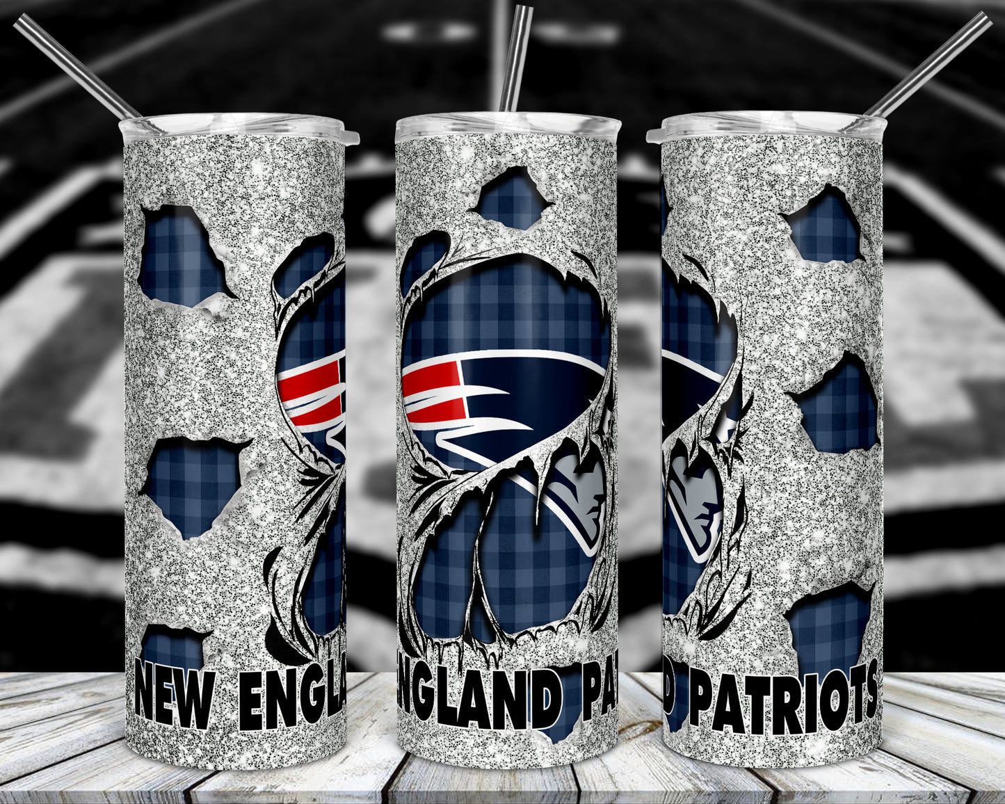 Glitter Football 20oz Sublimation Tumbler Image