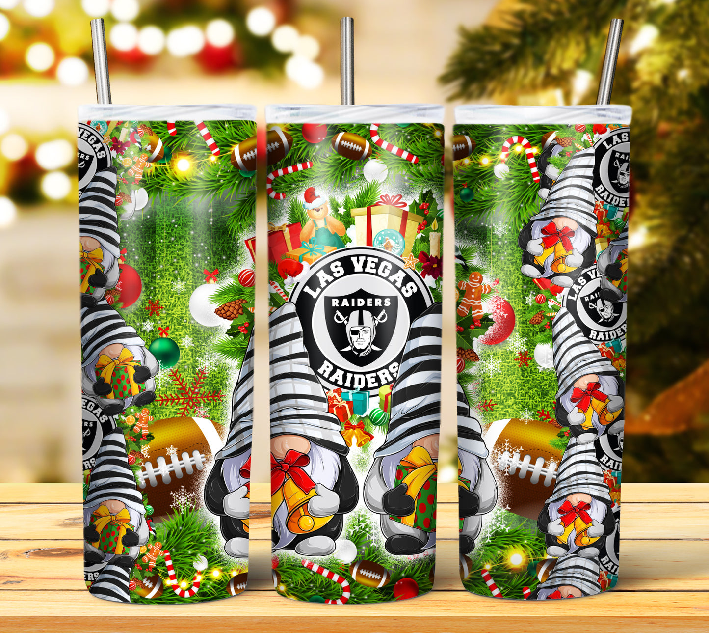 Christmas Football Gnomes 20oz Sublimation Tumbler Image