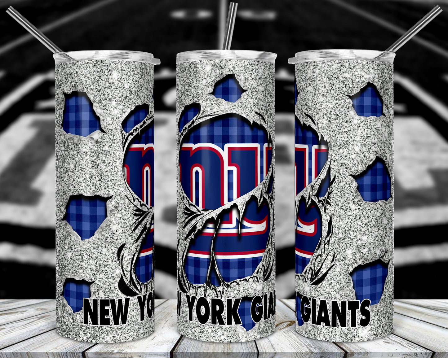 Glitter Football 20oz Sublimation Tumbler Image