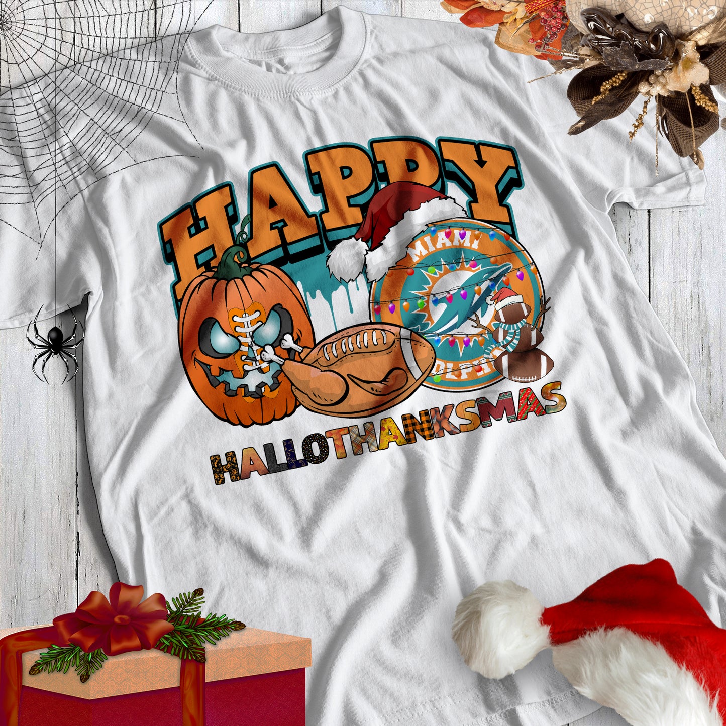 HalloThankMas Football Sublimation/DTF T-Shirt Images