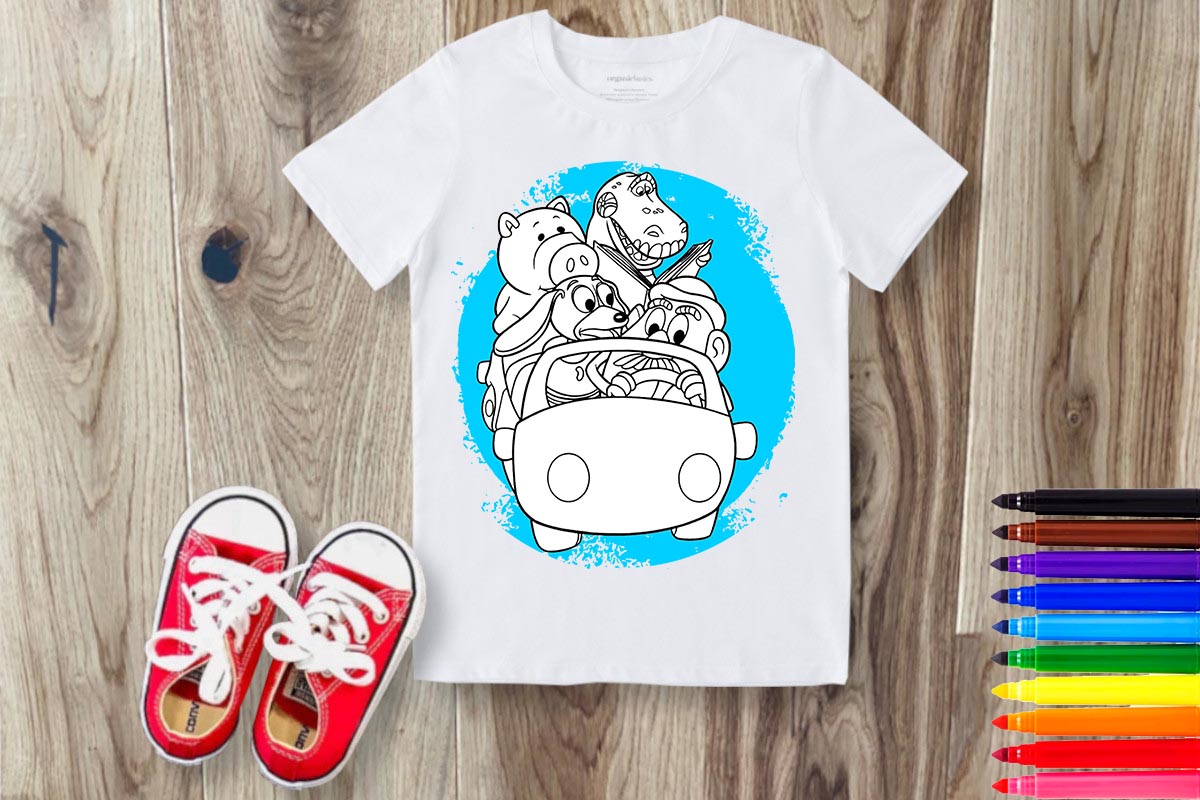 Coloring Cartoon Sublimation/DTF T-Shirt Images Bundle