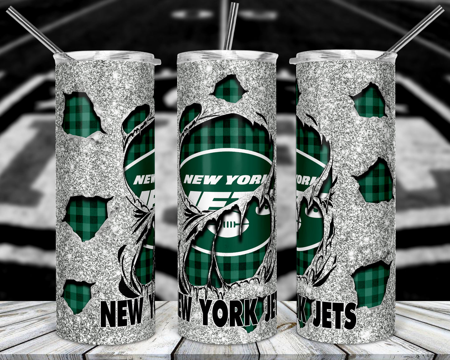 Glitter Football 20oz Sublimation Tumbler Image