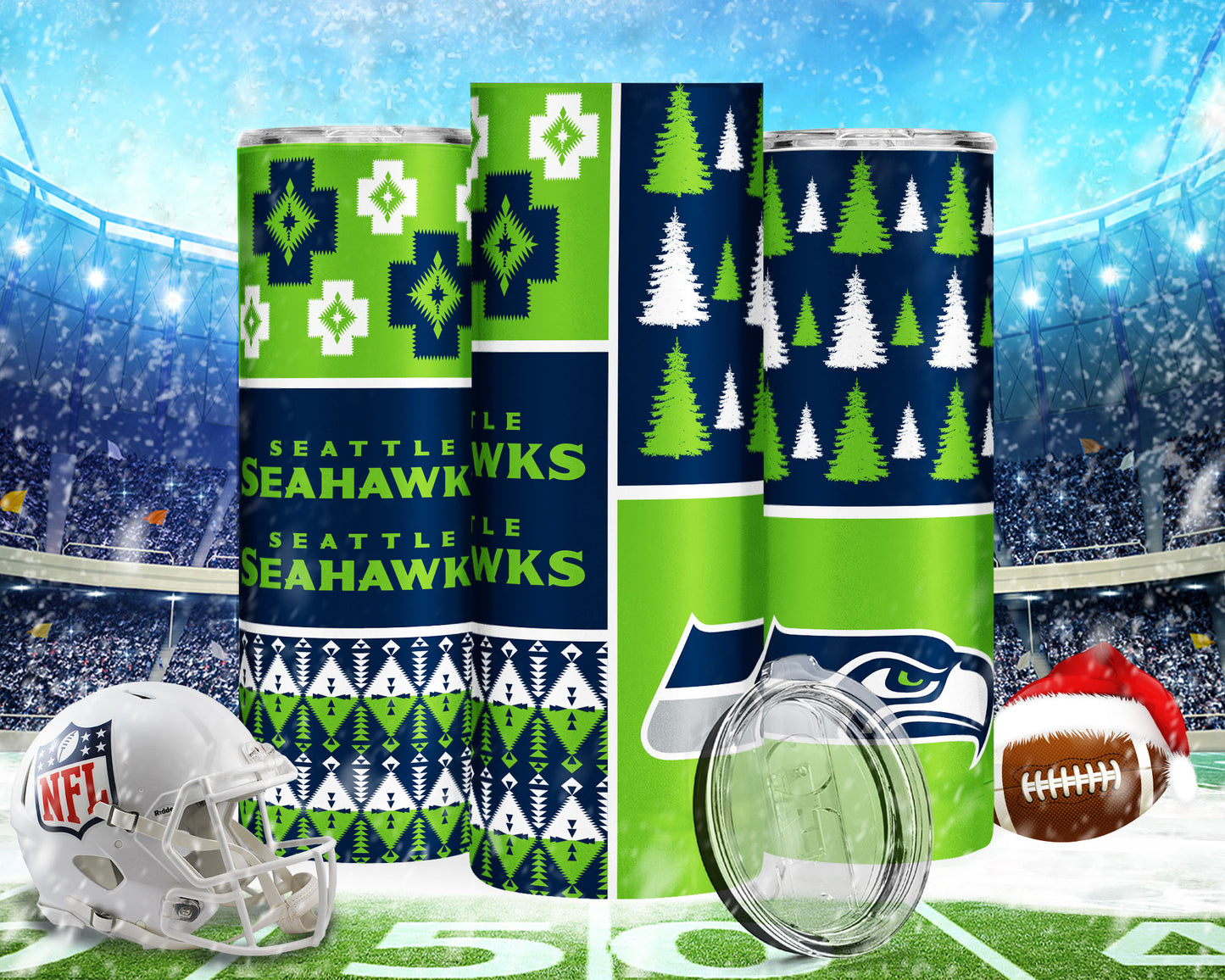 Christmas Football 20oz Sublimation Tumbler Image