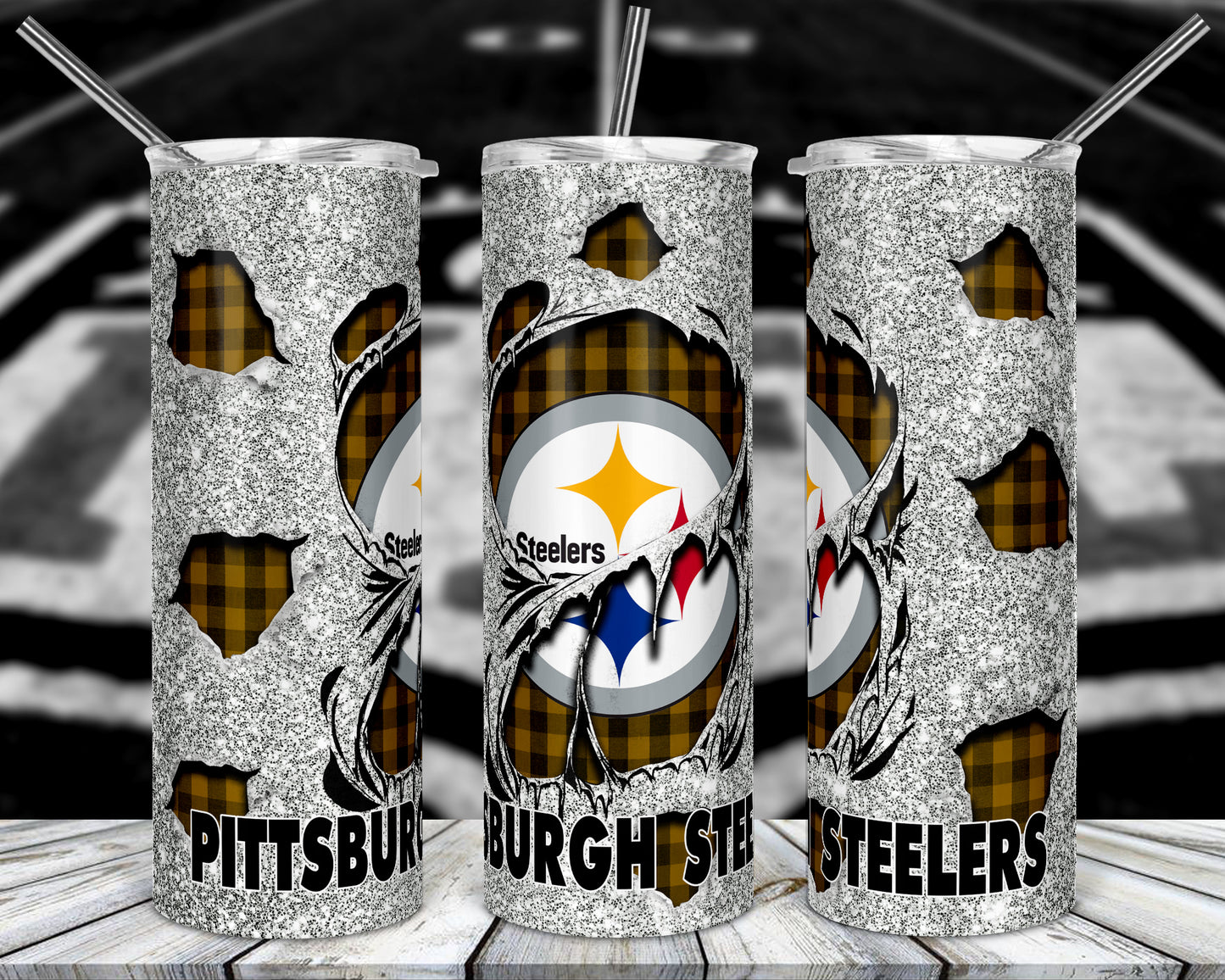 Glitter Football 20oz Sublimation Tumbler Image