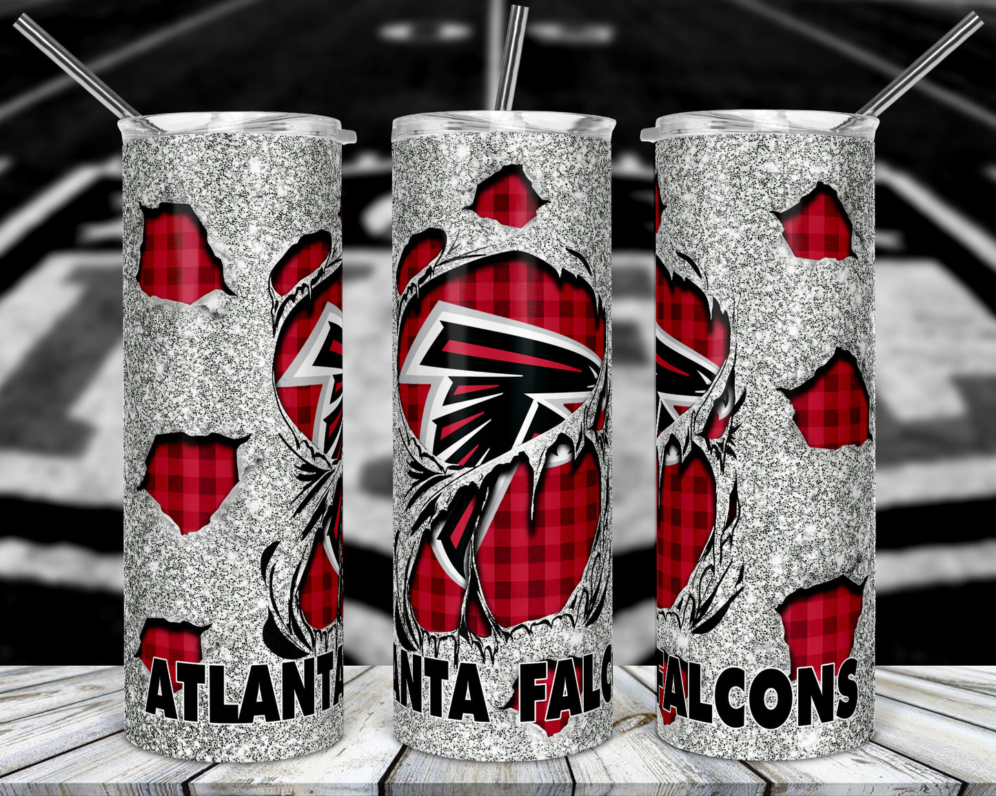 Glitter Football 20oz Sublimation Tumbler Image