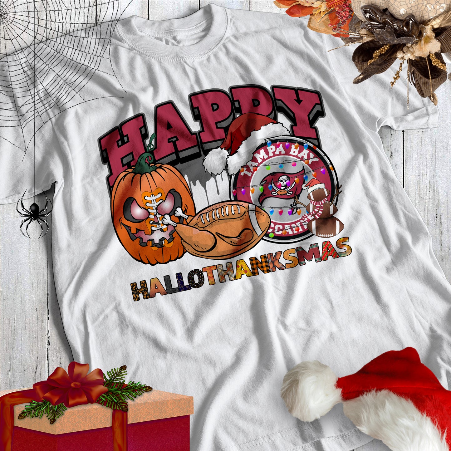 HalloThankMas Football Sublimation/DTF T-Shirt Images