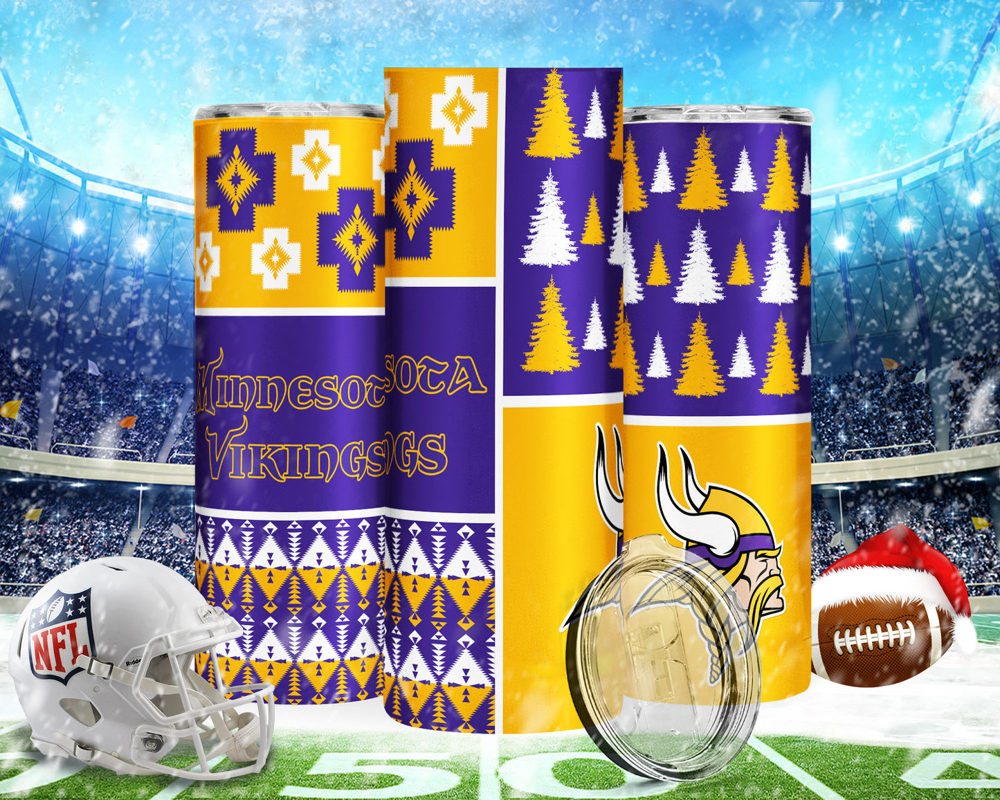 Christmas Football 20oz Sublimation Tumbler Image