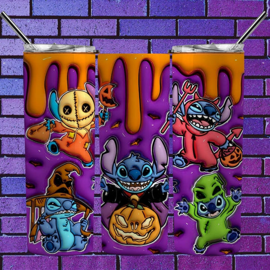 3D Inflate Halloween 20oz Sublimation 20oz Tumbler Image Puff Stitch