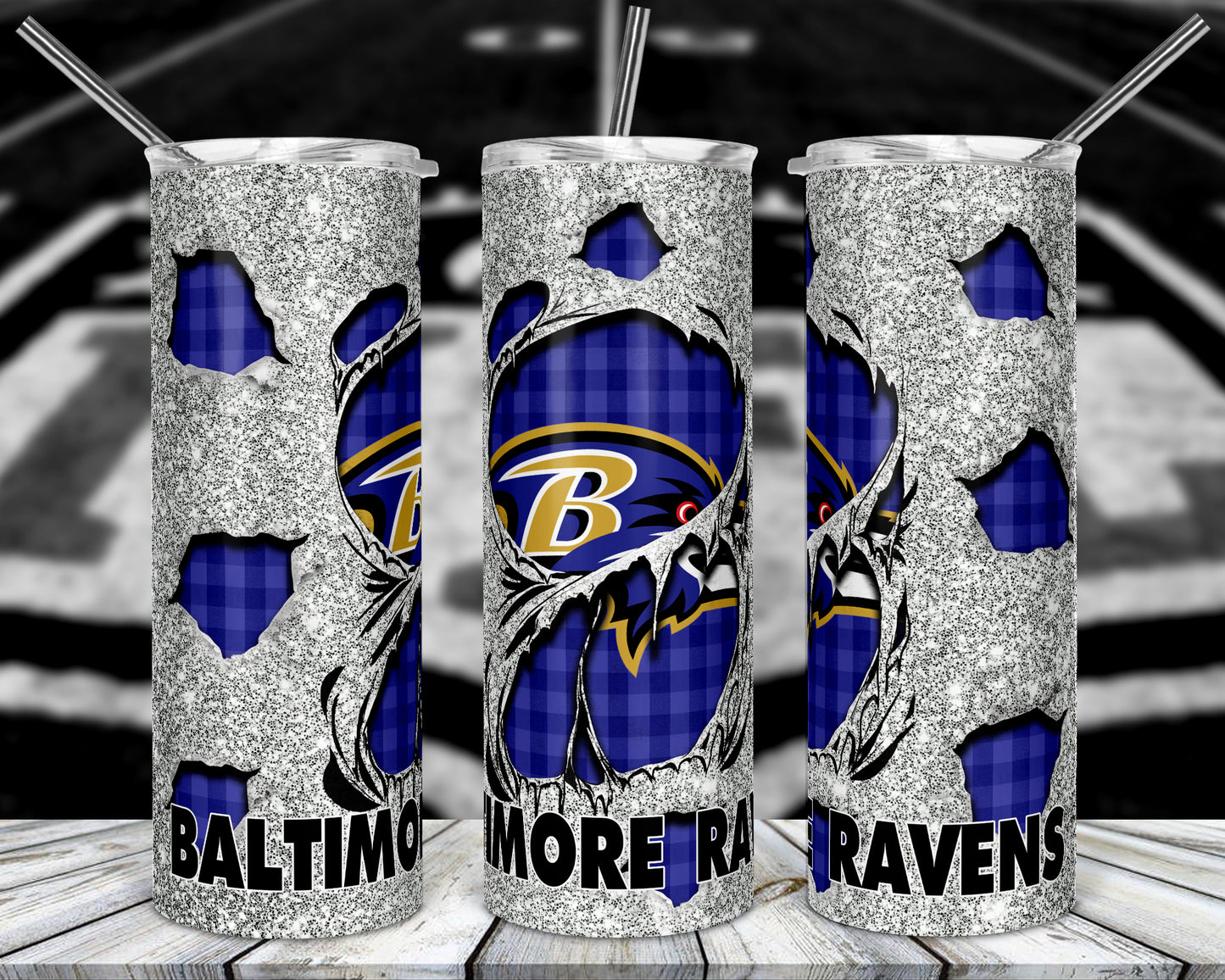 Glitter Football 20oz Sublimation Tumbler Image