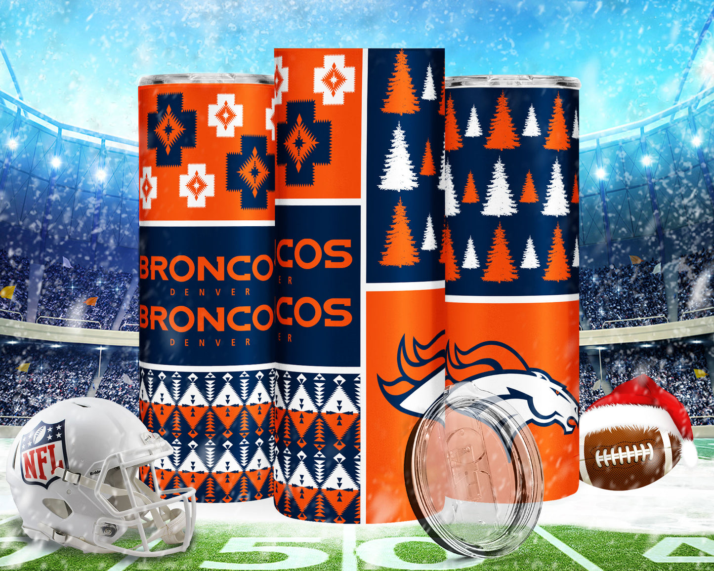 Christmas Football 20oz Sublimation Tumbler Image