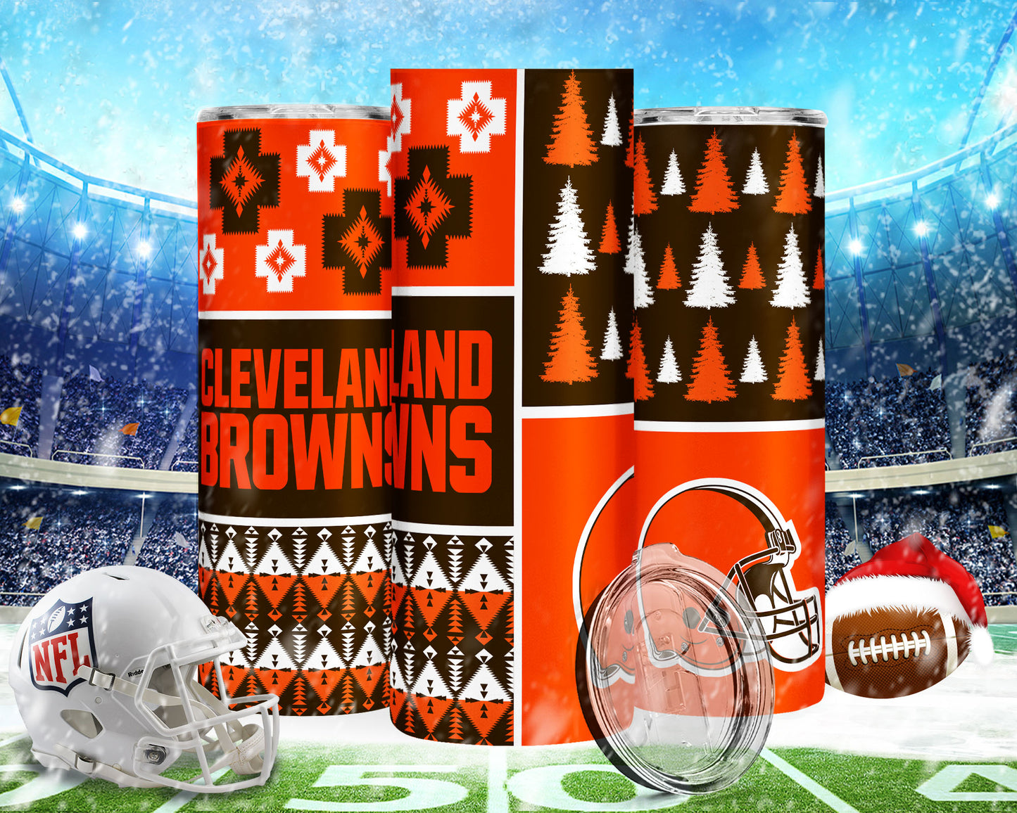 Christmas Football 20oz Sublimation Tumbler Image