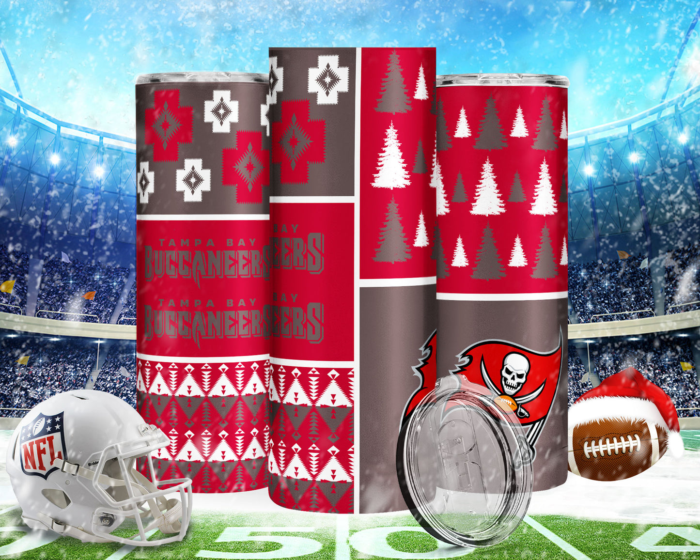 Christmas Football 20oz Sublimation Tumbler Image