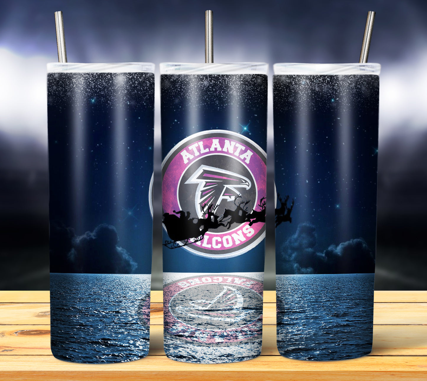 Santa Moon Football 20oz Sublimation Tumbler Image