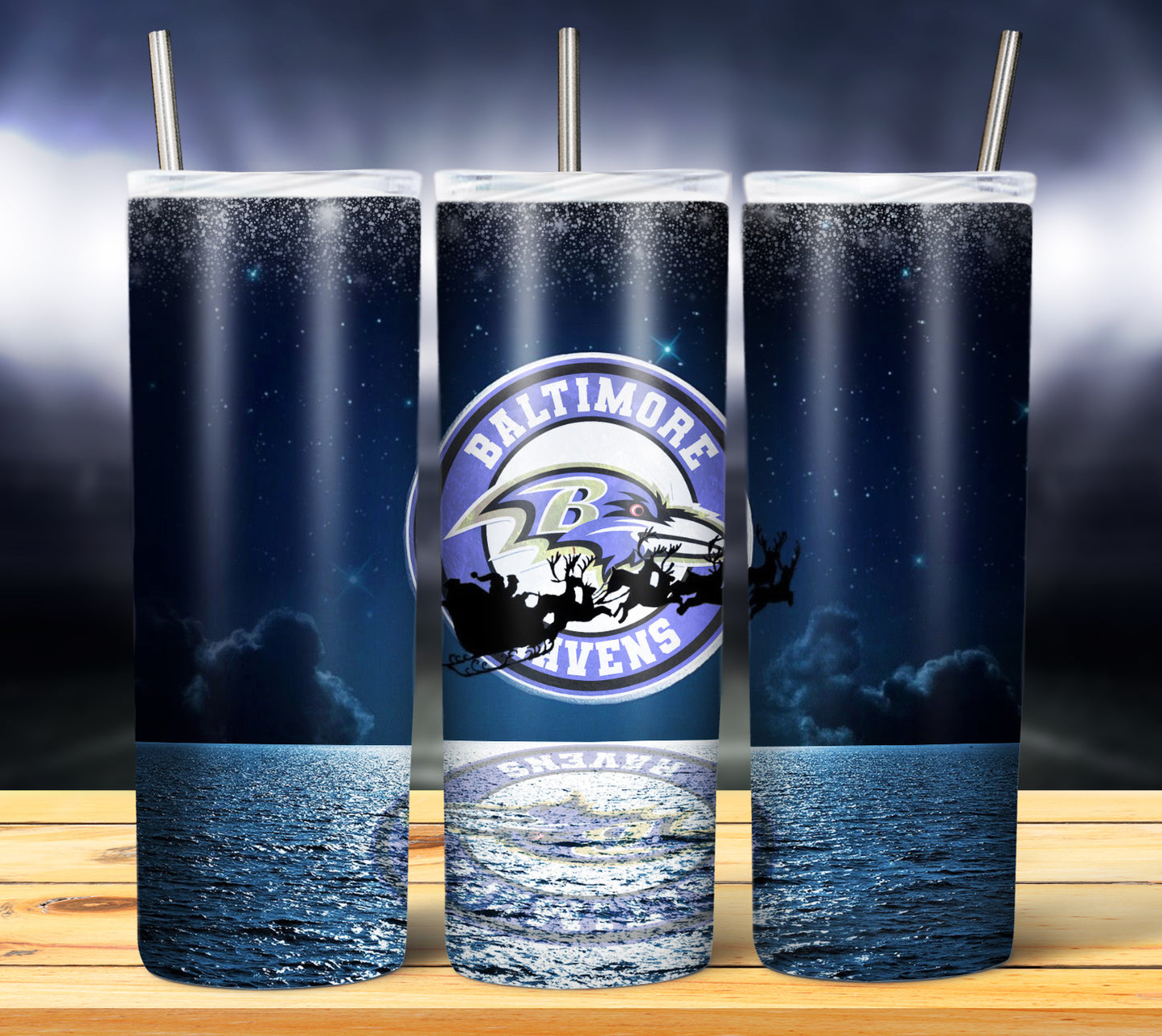 Santa Moon Football 20oz Sublimation Tumbler Image