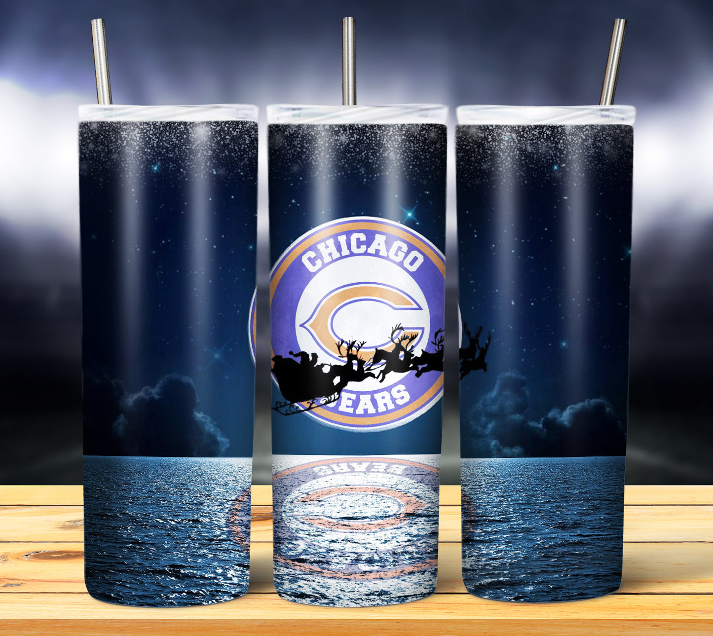 Santa Moon Football 20oz Sublimation Tumbler Image