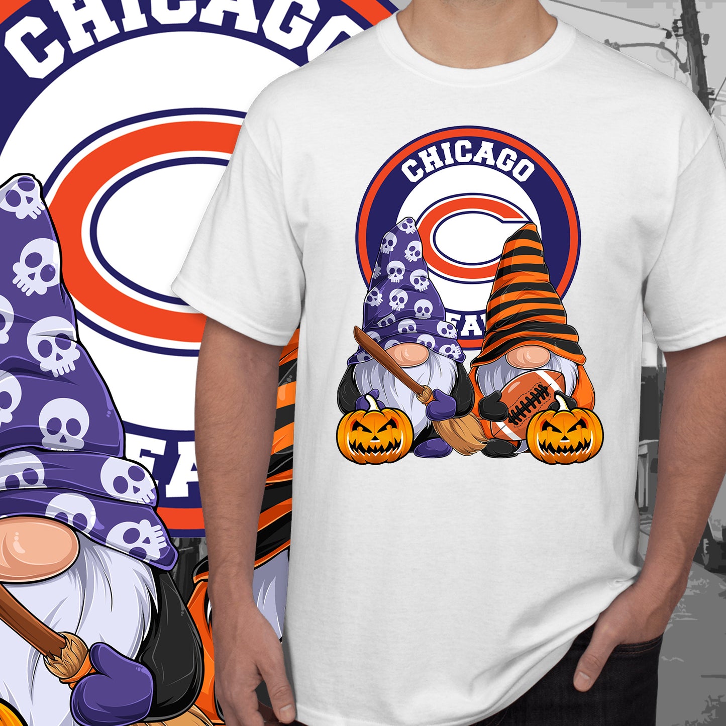 Halloween Football Gnomes Sublimation/DTF T-Shirt Images