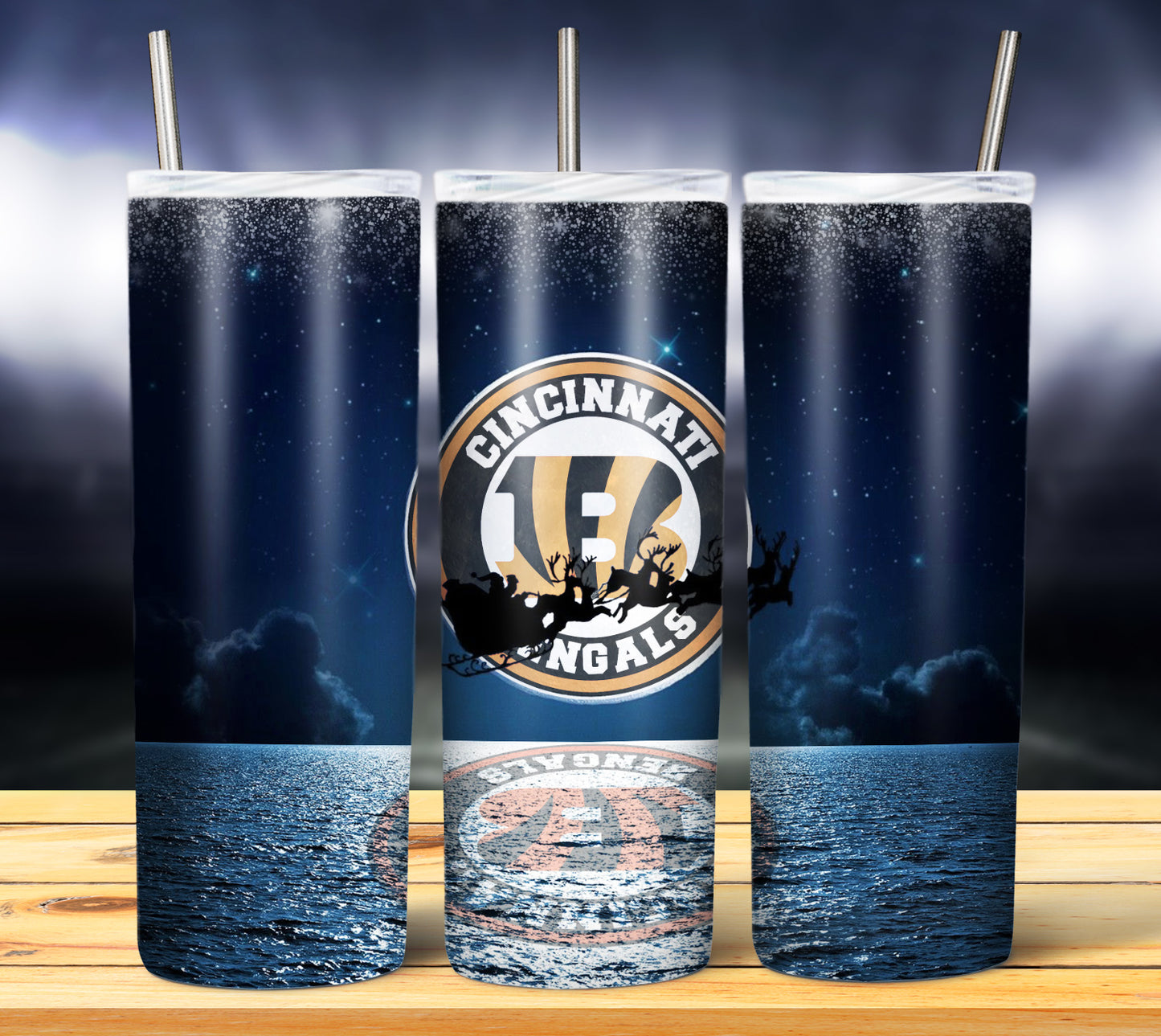 Santa Moon Football 20oz Sublimation Tumbler Image